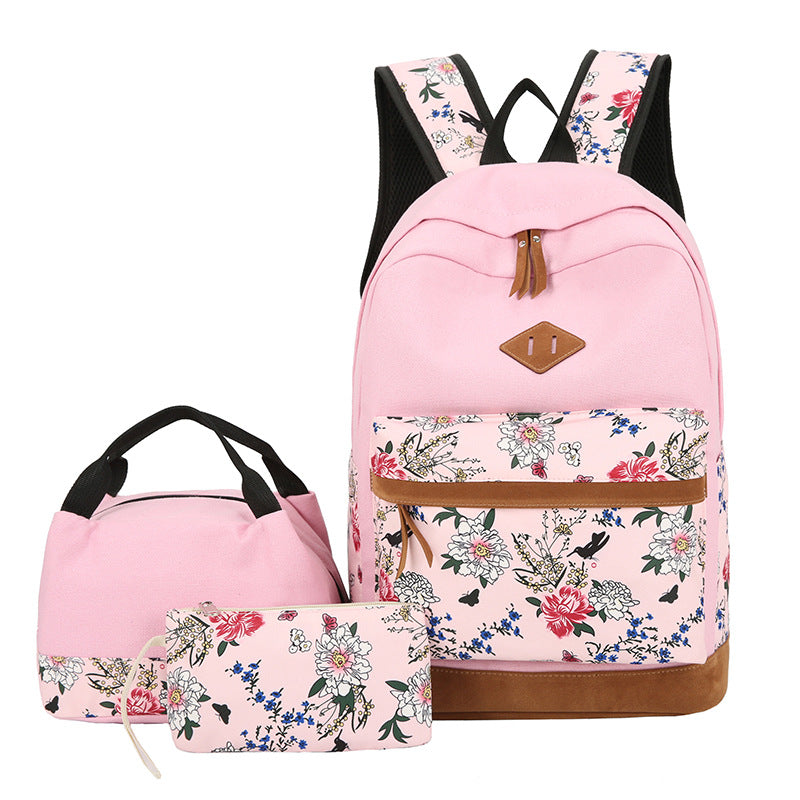 Casual Backpack Three-piece Large Capacity Student Schoolbag Japanese Style