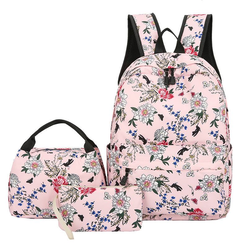 Casual Backpack Three-piece Large Capacity Student Schoolbag Japanese Style